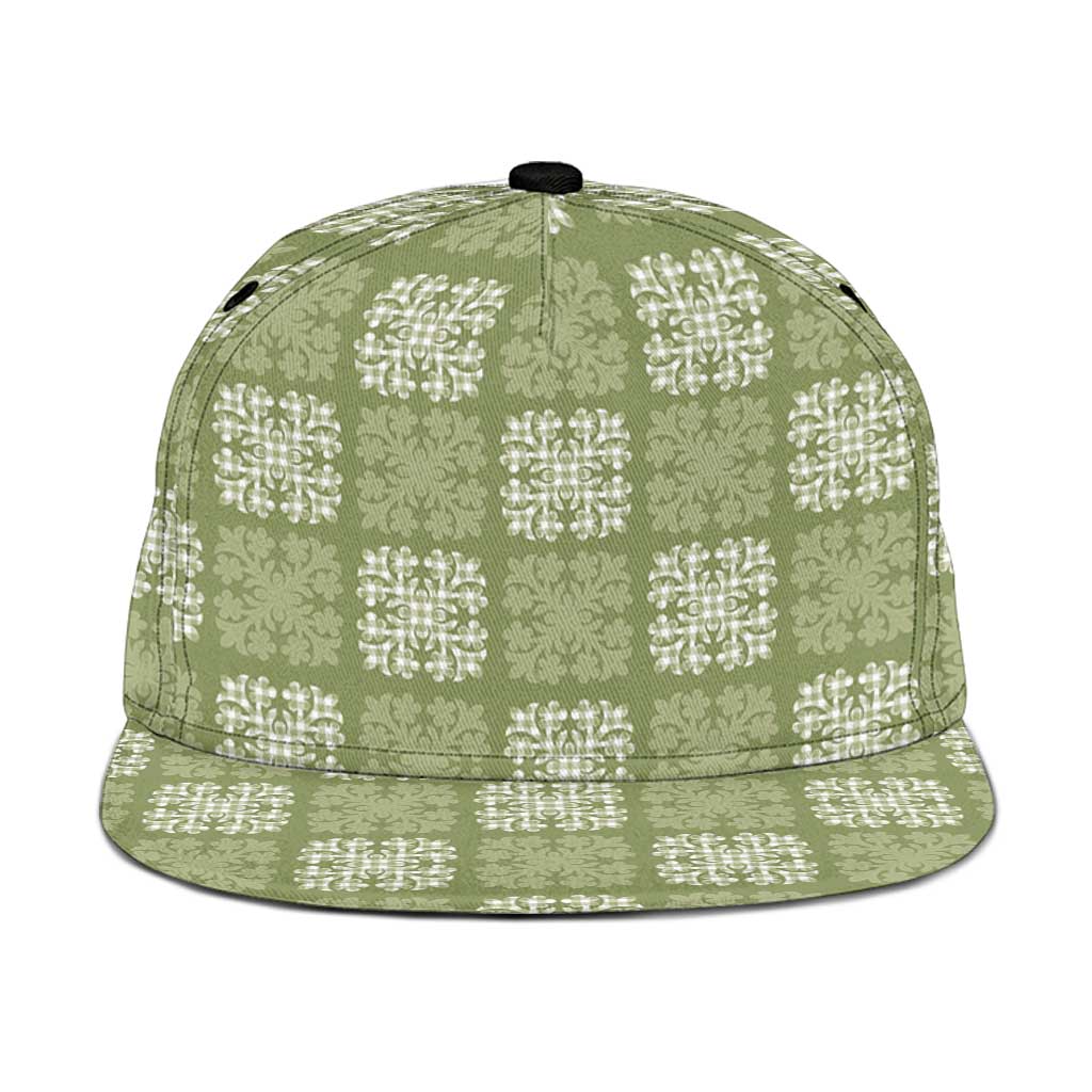 Vesuvian Green Palaka Quilt Hawaii Snapback Cap Traditional Hawaii-plaid Pattern - Polynesian Pride