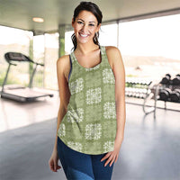 Vesuvian Green Palaka Quilt Hawaii Women Racerback Tank Traditional Hawaii-plaid Pattern - Polynesian Pride