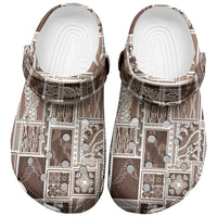 Vintage Aloha Block Quilt Clogs Shoes Beige Inspired Lei Motifs LT9 Beige - Polynesian Pride