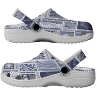 Vintage Aloha Block Quilt Clogs Shoes Blue Inspired Lei Motifs LT9 - Polynesian Pride