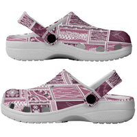Vintage Aloha Block Quilt Clogs Shoes Pink Inspired Lei Motifs LT9 - Polynesian Pride