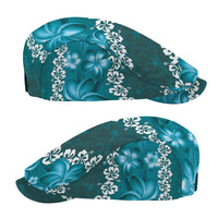 Vintage Dark Cyan Polynesia Jeff Hat Plumeria With Hibiscus Tropical Vibes - Polynesian Pride
