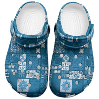 Vintage Hawaiian Quilting Patterns Clogs Shoes Blue Style Tribal Fabric Patchwork LT9 Blue - Polynesian Pride