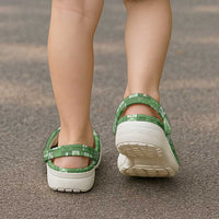 Vintage Hawaiian Quilting Patterns Clogs Shoes Green Style Tribal Fabric Patchwork - Polynesian Pride