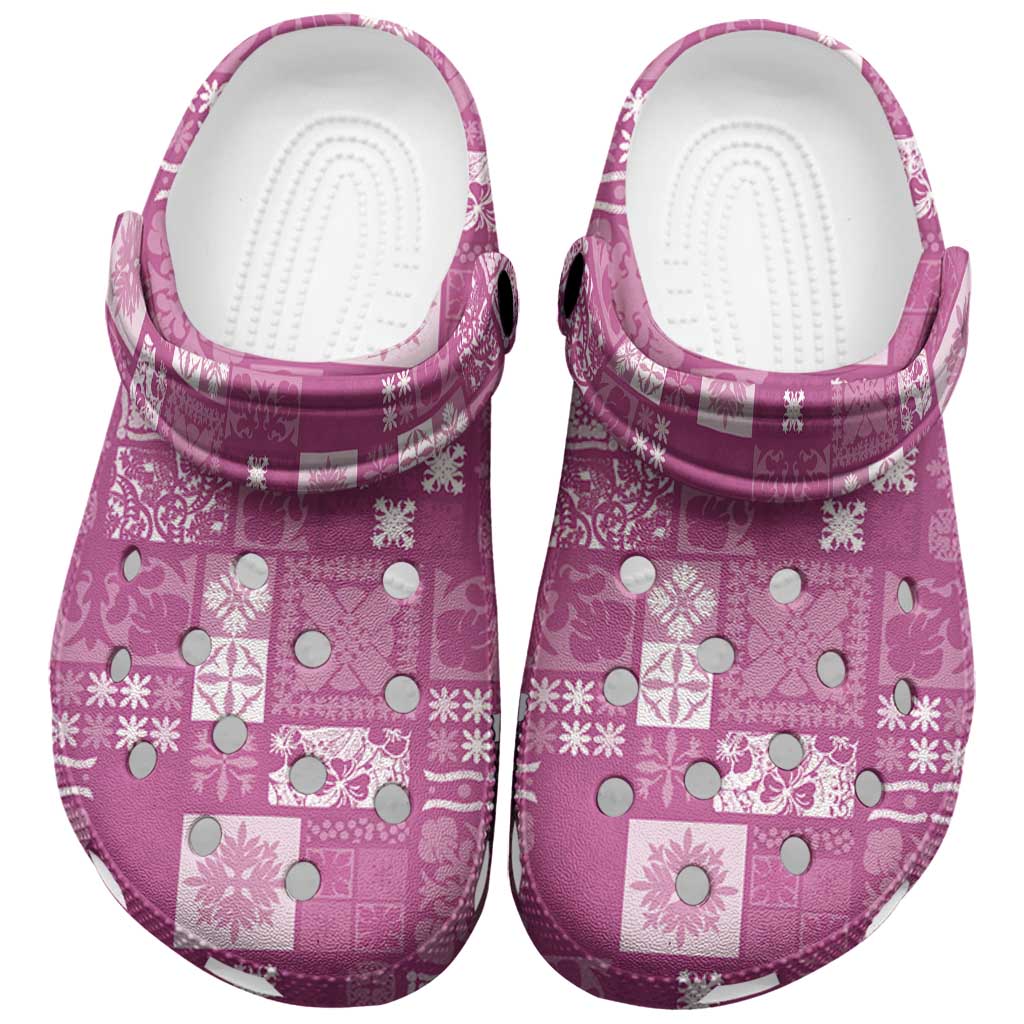 Vintage Hawaiian Quilting Patterns Clogs Shoes Pink Style Tribal Fabric Patchwork - Polynesian Pride