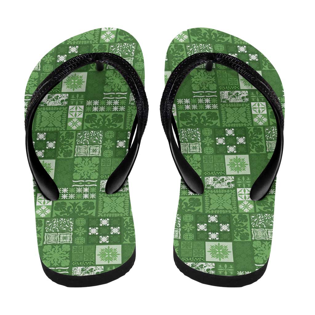 Vintage Hawaiian Quilting Patterns Flip Flops Green Style Tribal Fabric Patchwork - Polynesian Pride