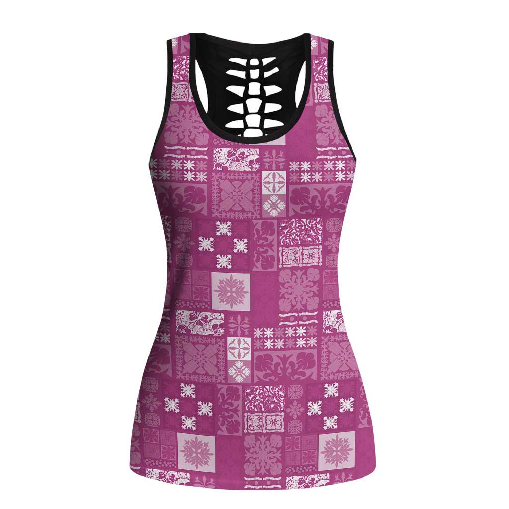 Vintage Hawaiian Quilting Patterns Hollow Tank Top Pink Style Tribal Fabric Patchwork - Polynesian Pride