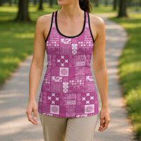 Vintage Hawaiian Quilting Patterns Hollow Tank Top Pink Style Tribal Fabric Patchwork - Polynesian Pride