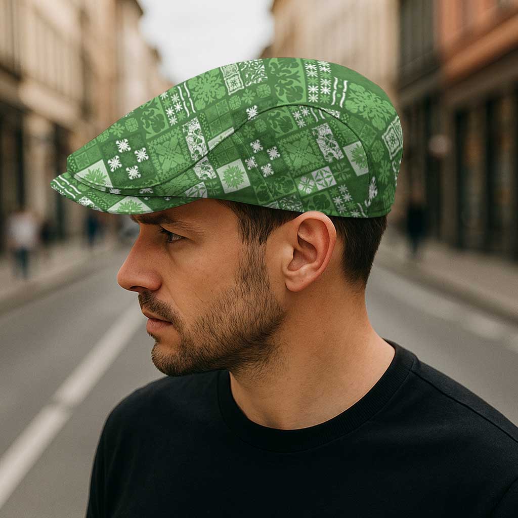 Vintage Hawaiian Quilting Patterns Jeff Hat Green Style Tribal Fabric Patchwork - Polynesian Pride