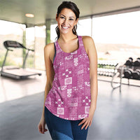 Vintage Hawaiian Quilting Patterns Women Racerback Tank Pink Style Tribal Fabric Patchwork - Polynesian Pride