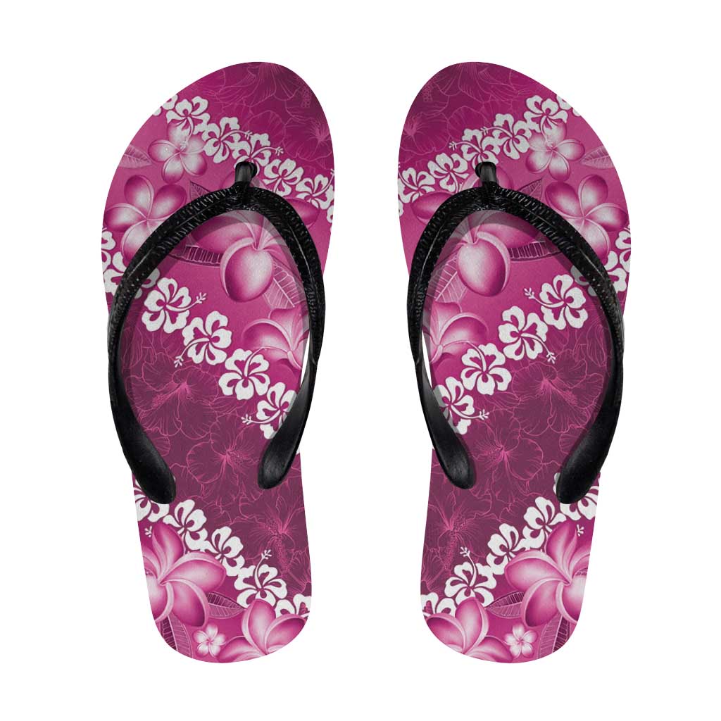 Vintage Pink Polynesia Flip Flops Plumeria Hibiscus Tropical Vibes - Polynesian Pride