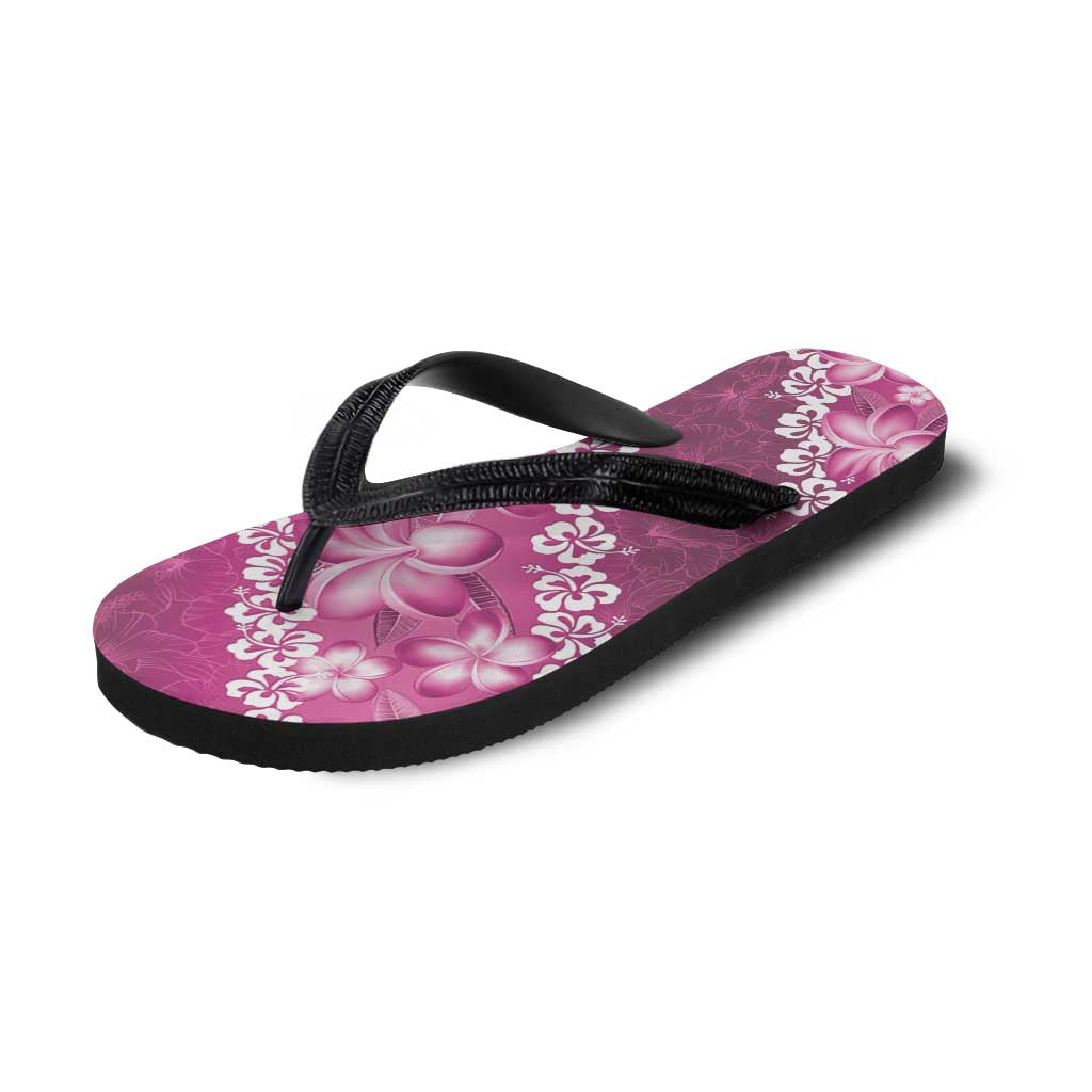 Vintage Pink Polynesia Flip Flops Plumeria Hibiscus Tropical Vibes - Polynesian Pride