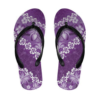 Vintage Purple Polynesia Flip Flops Plumeria Hibiscus Tropical Vibes - Polynesian Pride