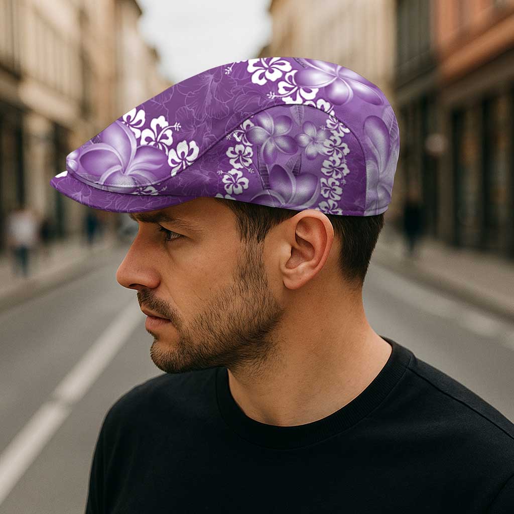 Vintage Purple Polynesia Jeff Hat Plumeria With Hibiscus Tropical Vibes - Polynesian Pride