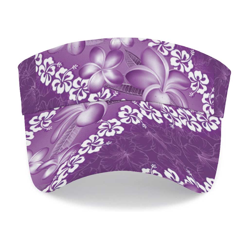 Vintage Purple Polynesia Sun Visor Cap Plumeria With Hibiscus Tropical Vibes LT14 - Polynesian Pride
