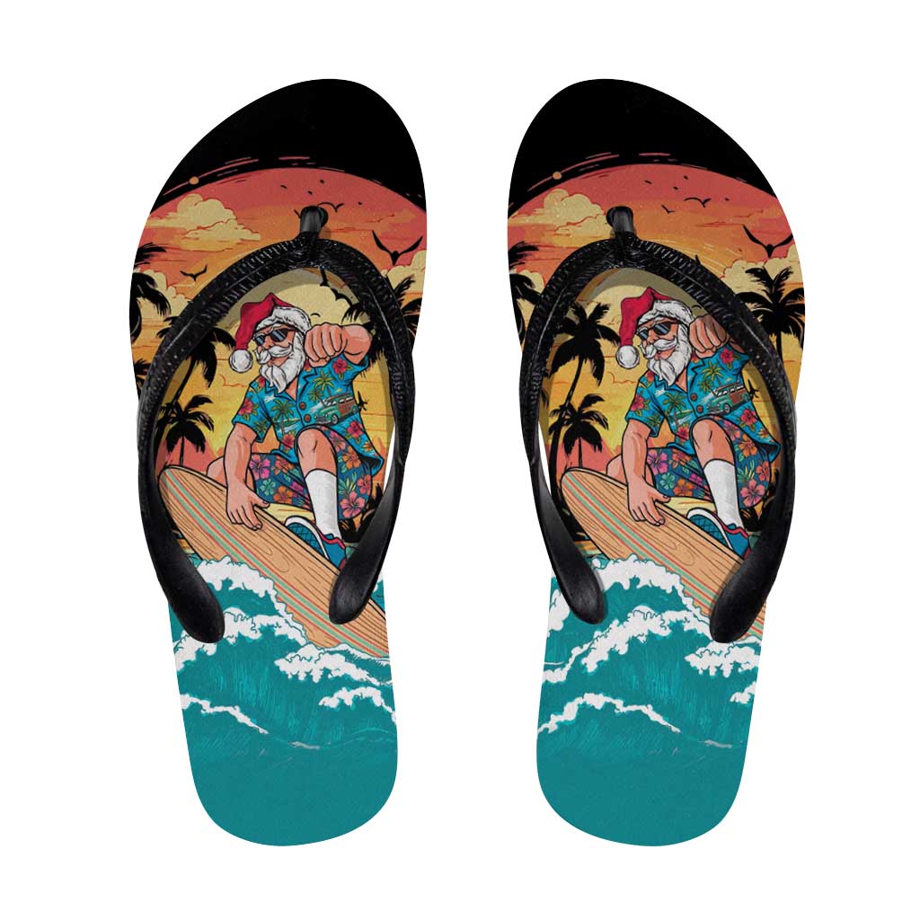 Vintage Santa Claus Surfing Summer Flip Flops Mele Kalikimaka i Iulai!