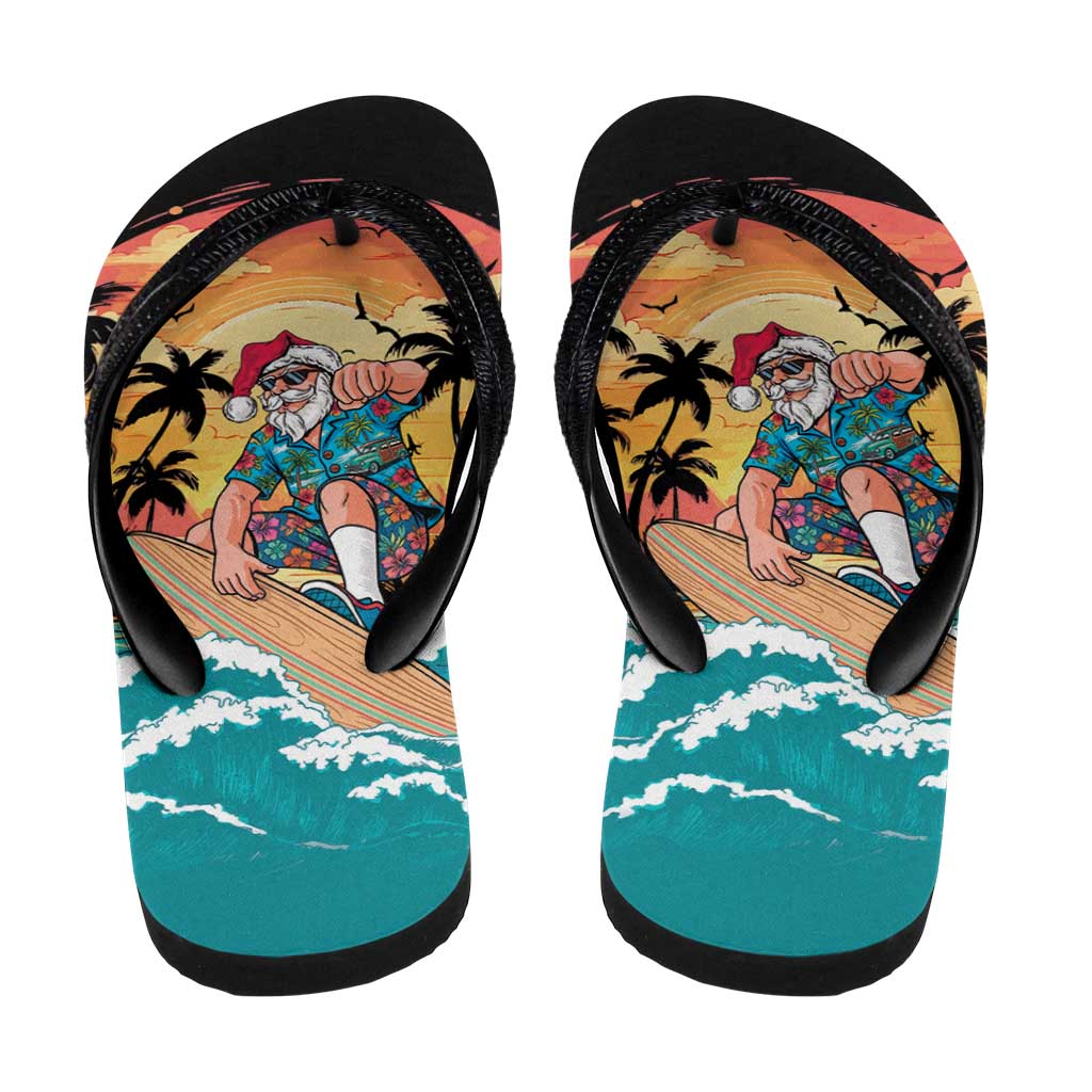Vintage Santa Claus Surfing Summer Flip Flops Mele Kalikimaka i Iulai!
