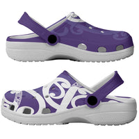 Violet Green Maori Clogs Shoes Koru Kowhaiwhai LT7 - Polynesian Pride