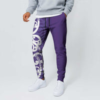Violet Green Maori Jogger Pants Koru Kowhaiwhai LT7 - Polynesian Pride