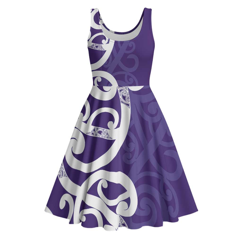 Violet Green Maori Midi Dress Koru Kowhaiwhai LT7 Violet - Polynesian Pride
