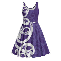Violet Green Maori Midi Dress Koru Kowhaiwhai LT7 Violet - Polynesian Pride