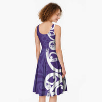 Violet Green Maori Midi Dress Koru Kowhaiwhai LT7 - Polynesian Pride