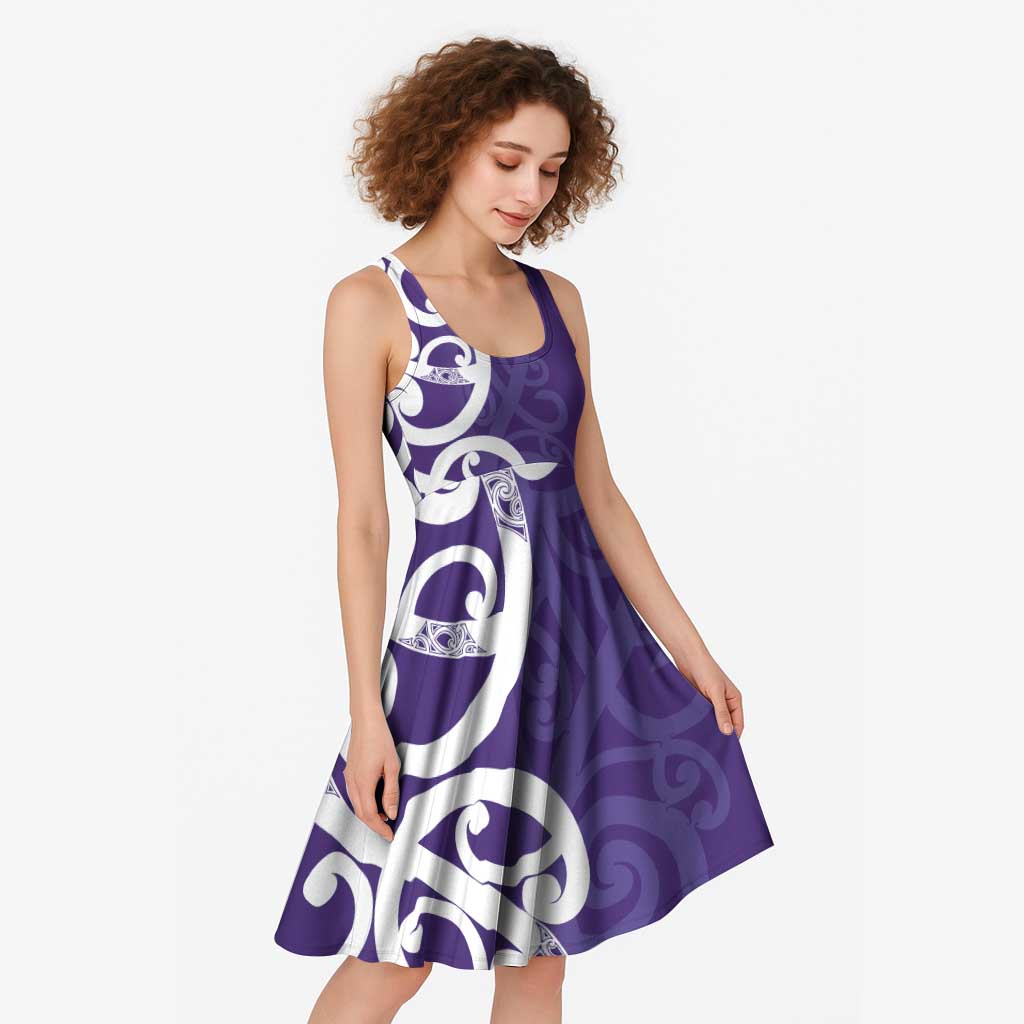 Violet Green Maori Midi Dress Koru Kowhaiwhai LT7 - Polynesian Pride