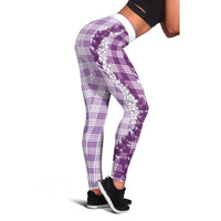 Violet Hawaii Palaka Leggings Hawaiian Honohono Lei LT05 - Polynesian Pride