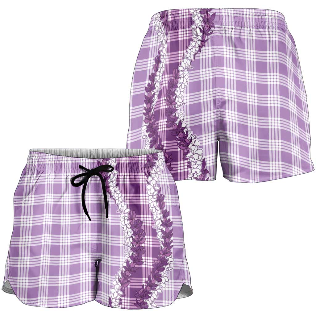 Violet Hawaii Palaka Shorts for Women Hawaiian Honohono Lei LT05 - Polynesian Pride