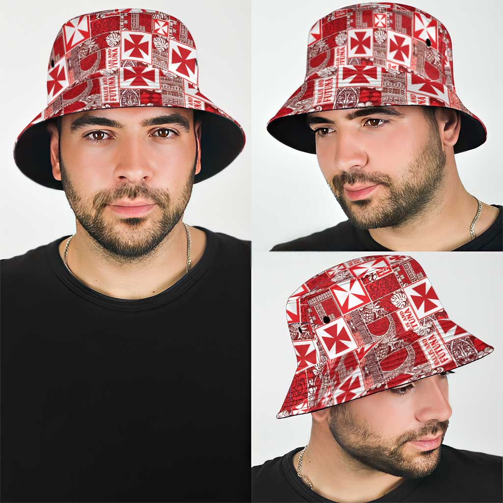 Wallis Et Futuna Kilisimasi Fiefia Bucket Hat Pacific Patchwork Xmas Vibes - Polynesian Pride
