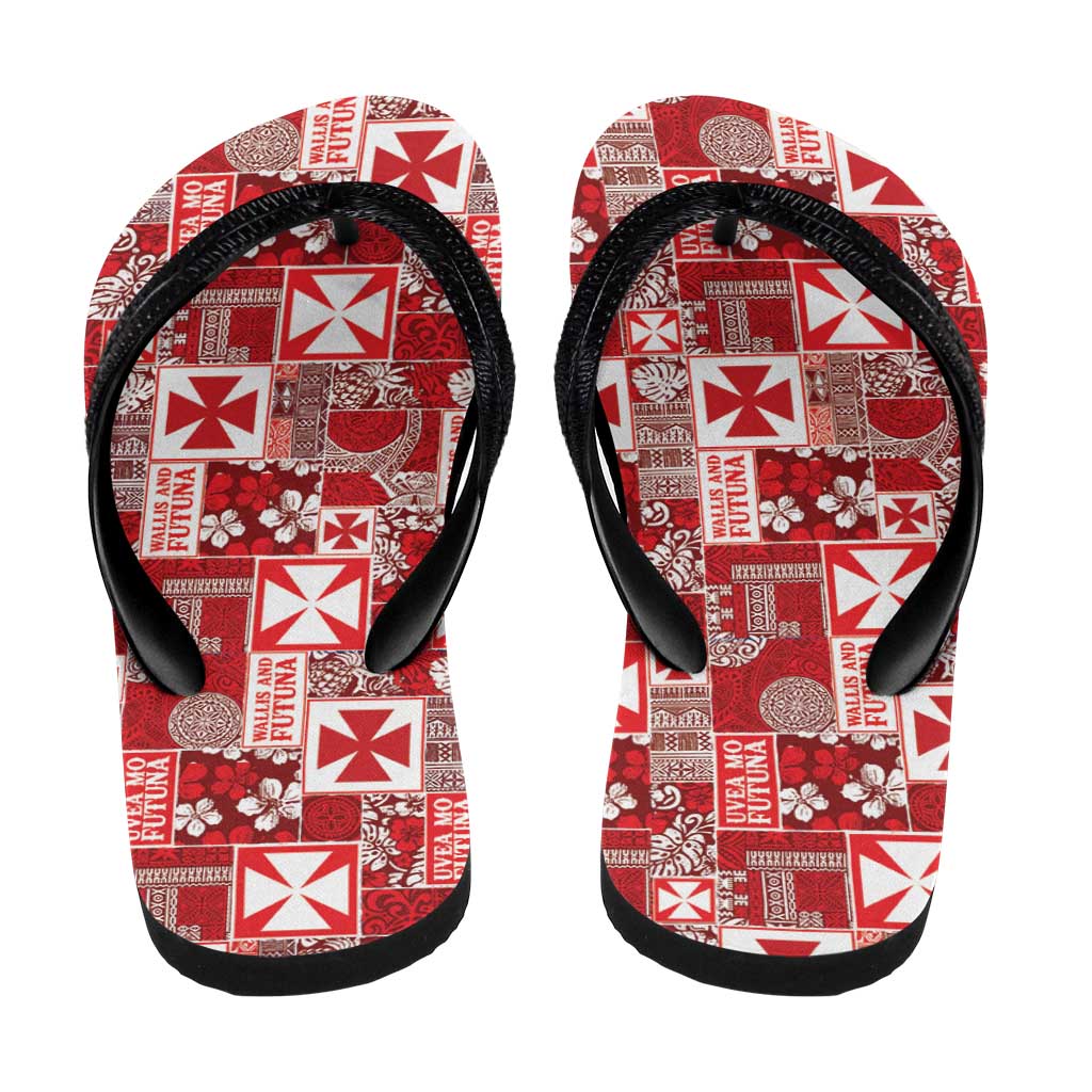 Wallis Et Futuna Kilisimasi Fiefia Flip Flops Pacific Patchwork Xmas Vibes LT9 - Polynesian Pride