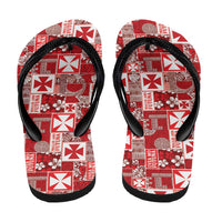 Wallis Et Futuna Kilisimasi Fiefia Flip Flops Pacific Patchwork Xmas Vibes LT9 - Polynesian Pride