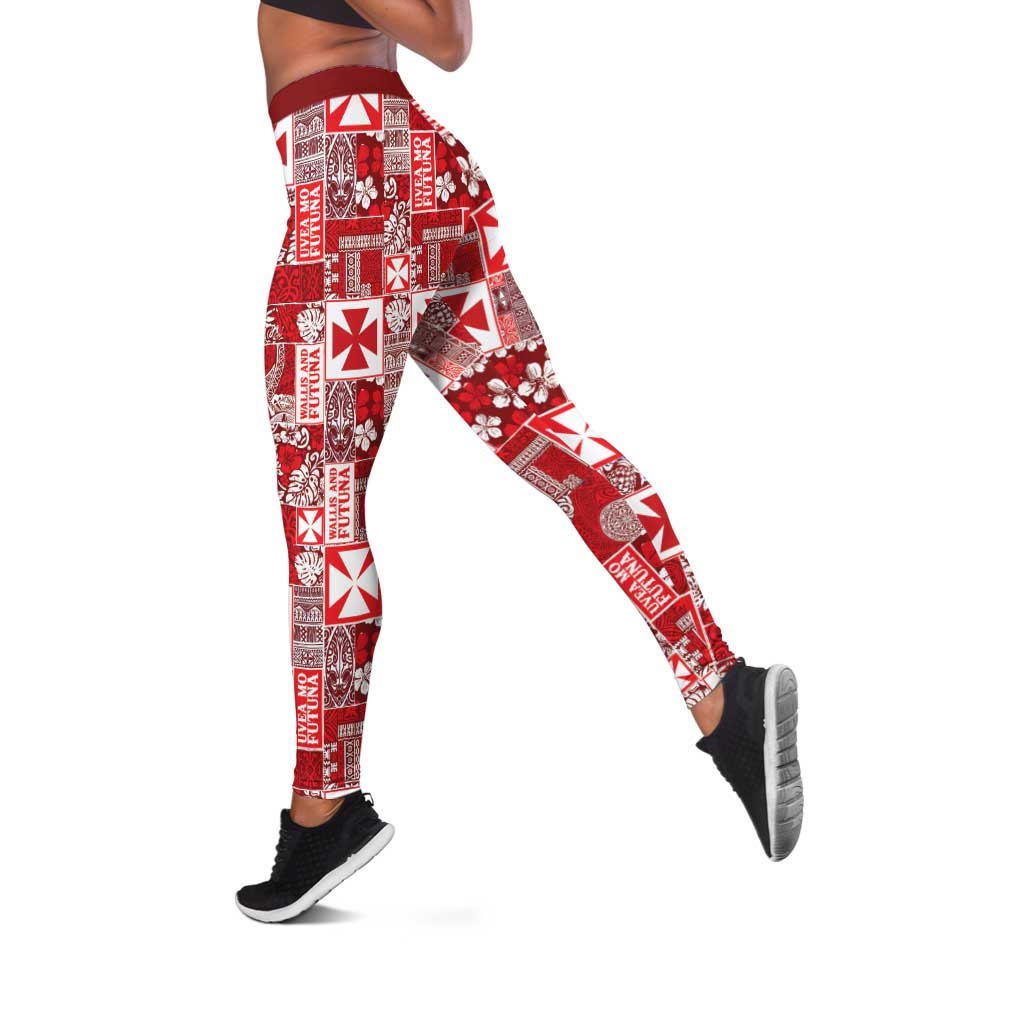 Wallis Et Futuna Kilisimasi Fiefia Leggings Pacific Patchwork Xmas Vibes LT9 Red - Polynesian Pride
