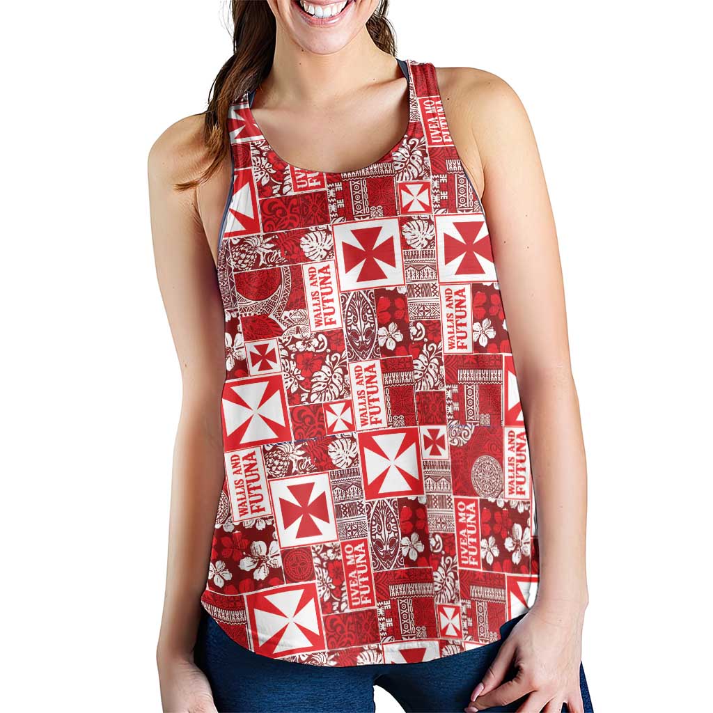 Wallis Et Futuna Kilisimasi Fiefia Women Racerback Tank Pacific Patchwork Xmas Vibes LT9 - Polynesian Pride