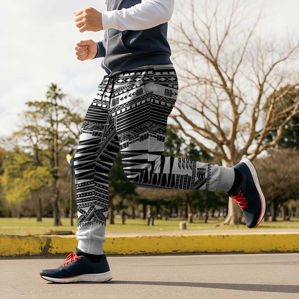 White Samoa Pea Tattoo Inspired Jogger Pants LT05 - Polynesian Pride