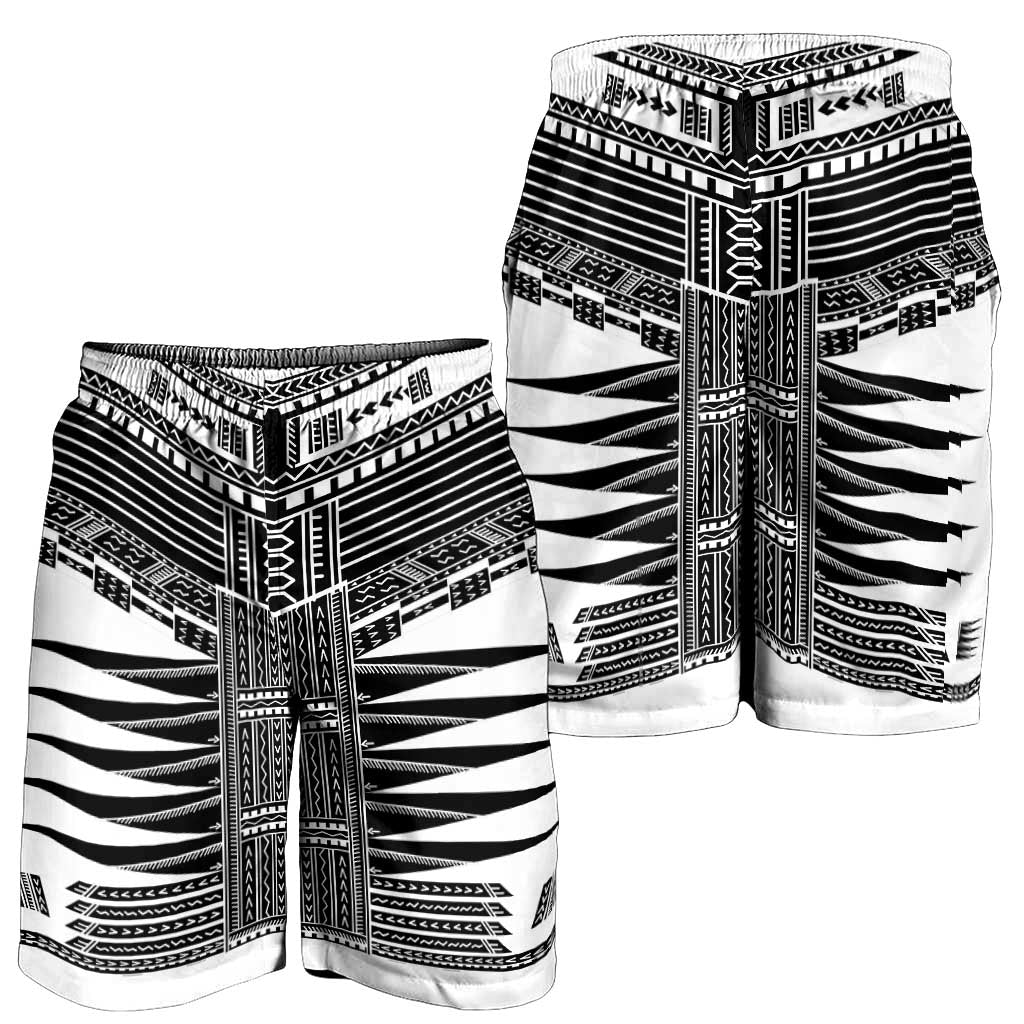 White Samoa Pea Tattoo Inspired Shorts for Men