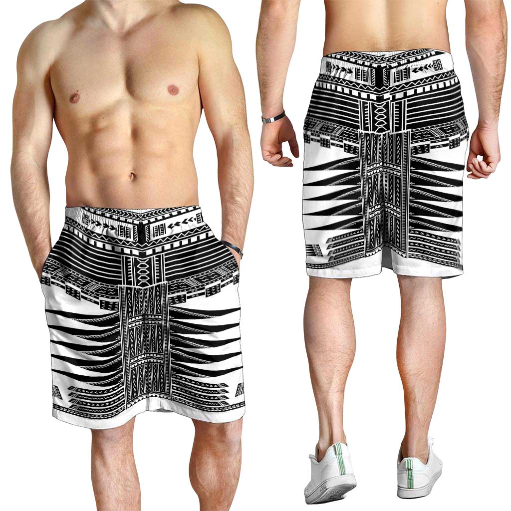 White Samoa Pea Tattoo Inspired Shorts for Men