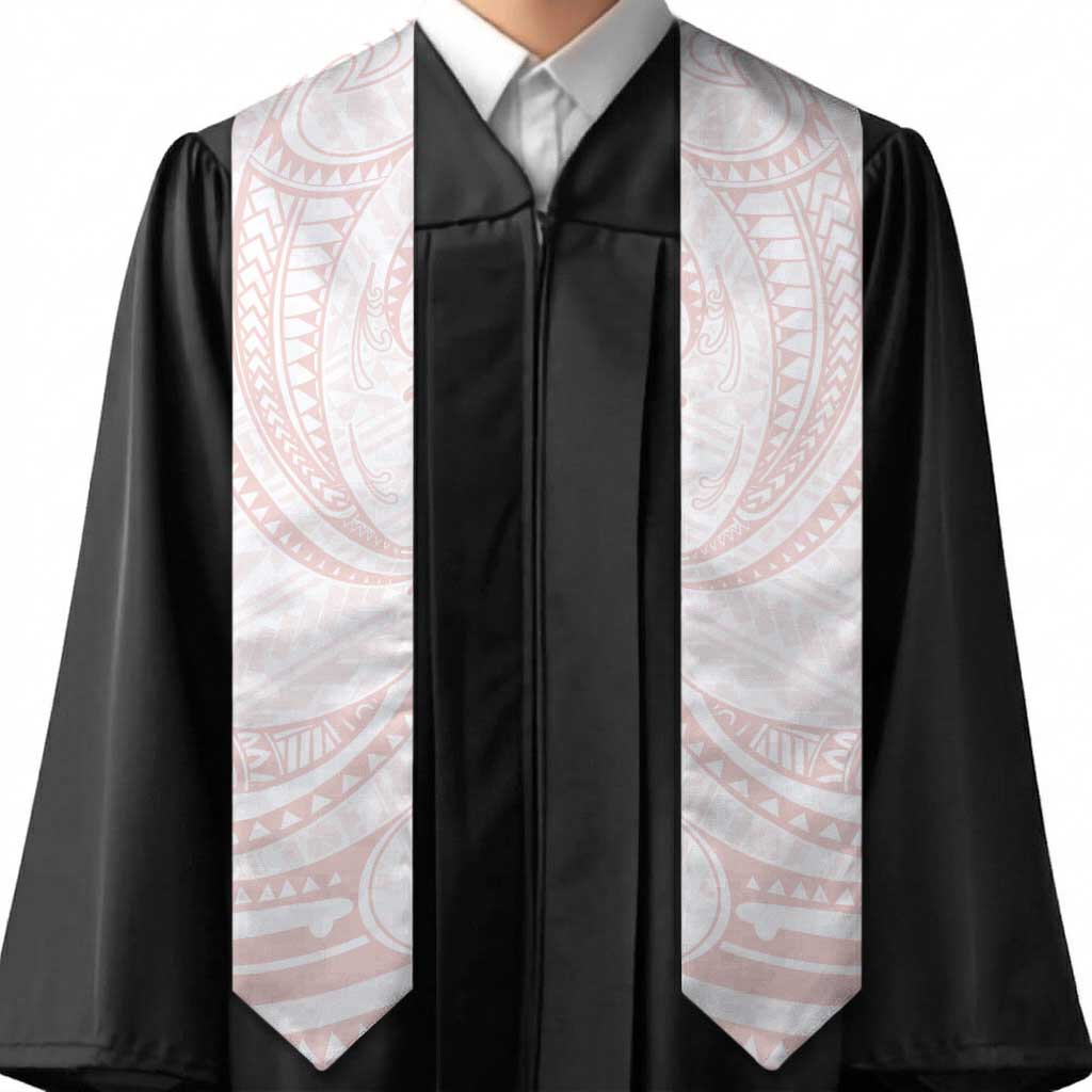 White Sunday Lotu Tamaiti Graduation Stole Polynesian Wave Pastel Blush LT9 - Polynesian Pride