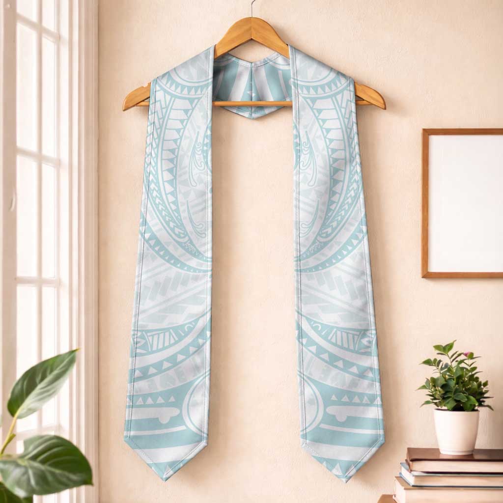 White Sunday Lotu Tamaiti Graduation Stole Polynesian Wave Pastel Cyan LT9 One Size Cyan - Polynesian Pride