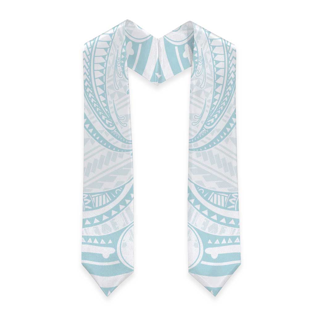 White Sunday Lotu Tamaiti Graduation Stole Polynesian Wave Pastel Cyan LT9 - Polynesian Pride