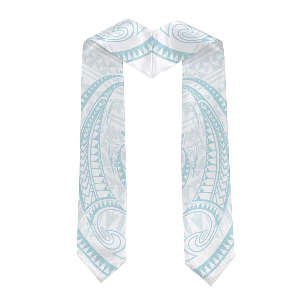 White Sunday Lotu Tamaiti Graduation Stole Polynesian Wave Pastel Cyan LT9 - Polynesian Pride