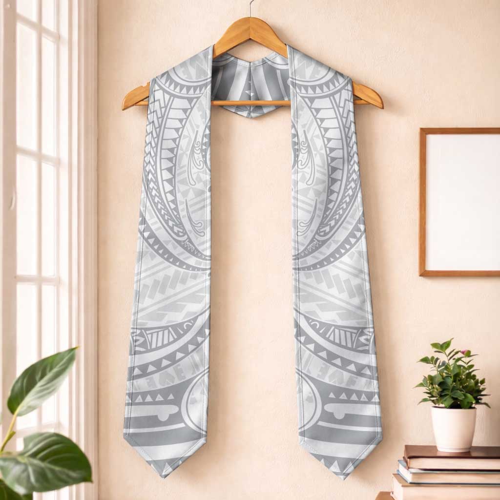 White Sunday Lotu Tamaiti Graduation Stole Polynesian Wave Pastel Gray LT9 One Size Gray - Polynesian Pride