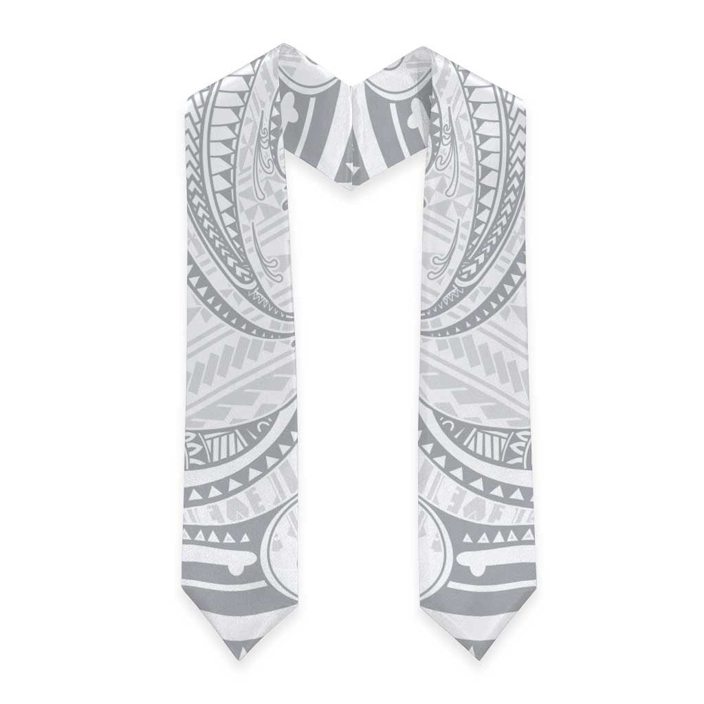 White Sunday Lotu Tamaiti Graduation Stole Polynesian Wave Pastel Gray LT9 - Polynesian Pride