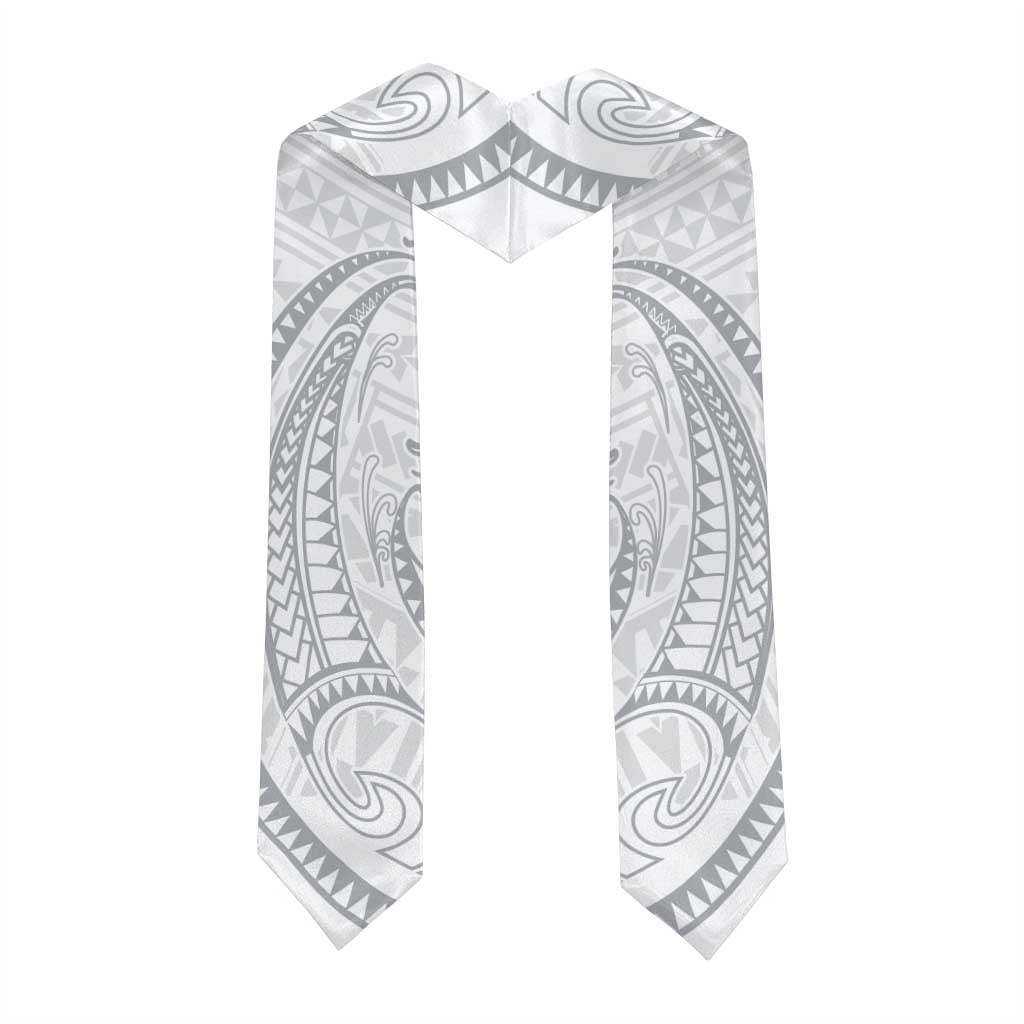 White Sunday Lotu Tamaiti Graduation Stole Polynesian Wave Pastel Gray LT9 - Polynesian Pride