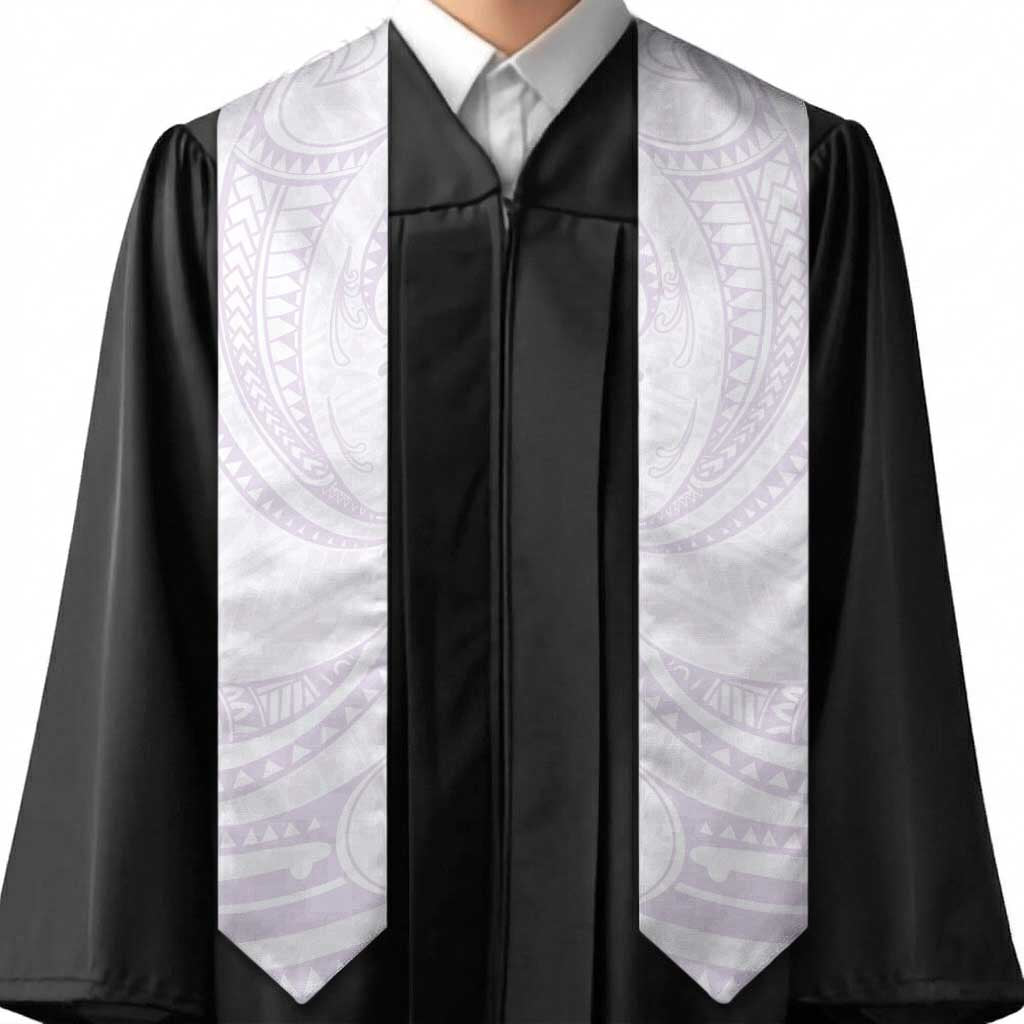 White Sunday Lotu Tamaiti Graduation Stole Polynesian Wave Pastel Mauve LT9 - Polynesian Pride