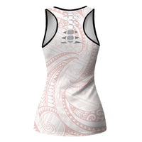 White Sunday Lotu Tamaiti Hollow Tank Top Polynesian Wave Pastel Blush LT9 - Polynesian Pride