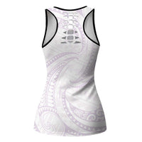 White Sunday Lotu Tamaiti Hollow Tank Top Polynesian Wave Pastel Mauve LT9 - Polynesian Pride