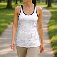White Sunday Lotu Tamaiti Hollow Tank Top Polynesian Wave Pastel Mauve LT9 - Polynesian Pride