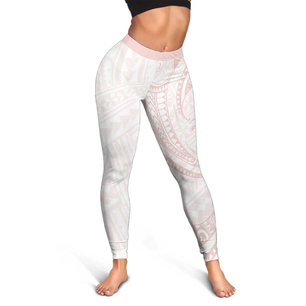 White Sunday Lotu Tamaiti Leggings Polynesian Wave Pastel Blush - Polynesian Pride