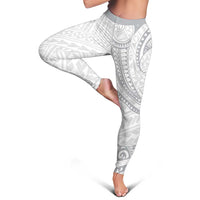 White Sunday Lotu Tamaiti Leggings Polynesian Wave Pastel Gray - Polynesian Pride